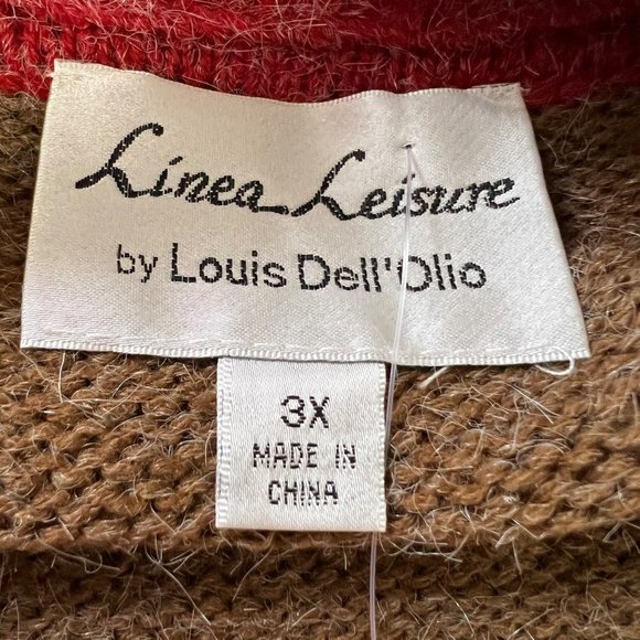 Linea Leisure by Louis Dell Olio Brown Red Double Zip Long Cardigan size 3X - Picture 11 of 16